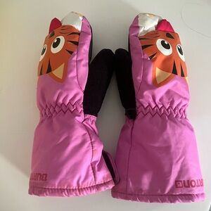 Girls, Burton, pink ski mittens, size 6